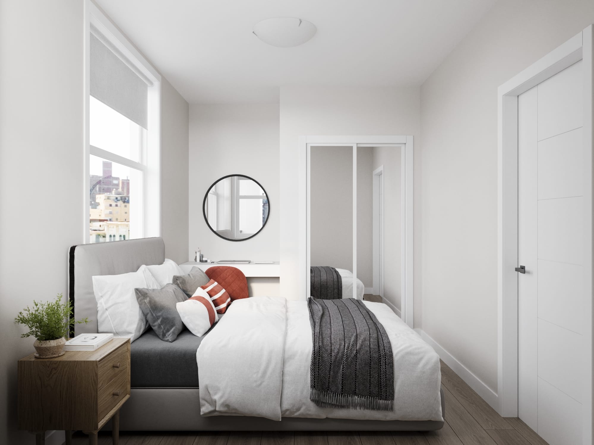 Spacious bedroom with closet. Located at The Cornerstone.