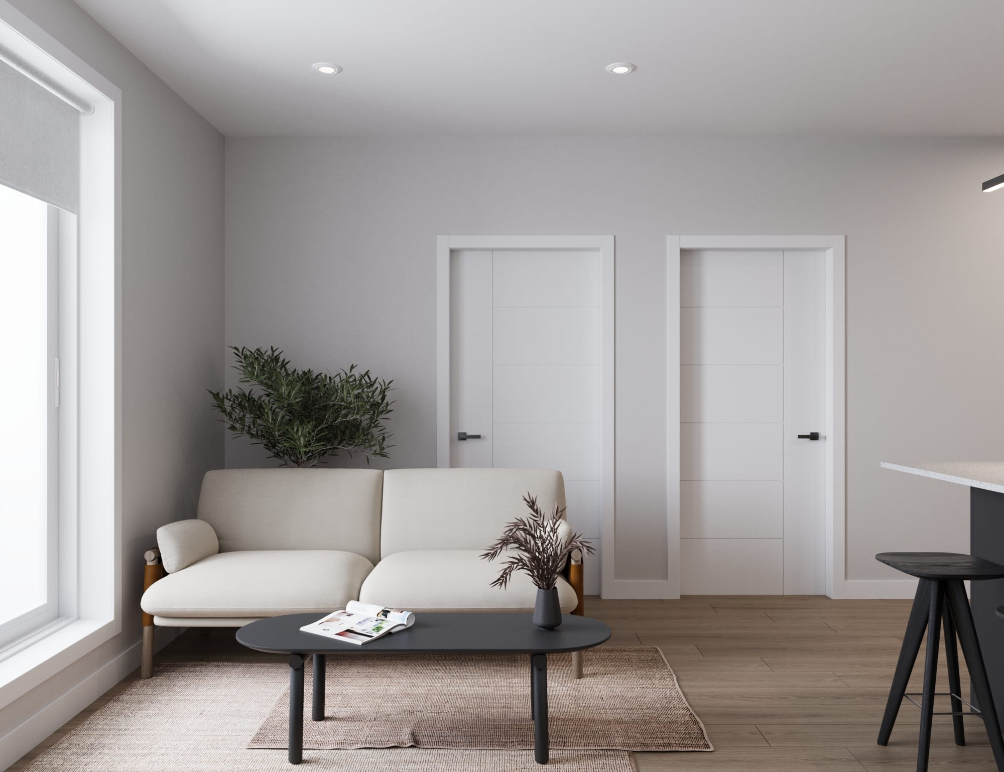 Stylish, modern living room at The Cornerstone