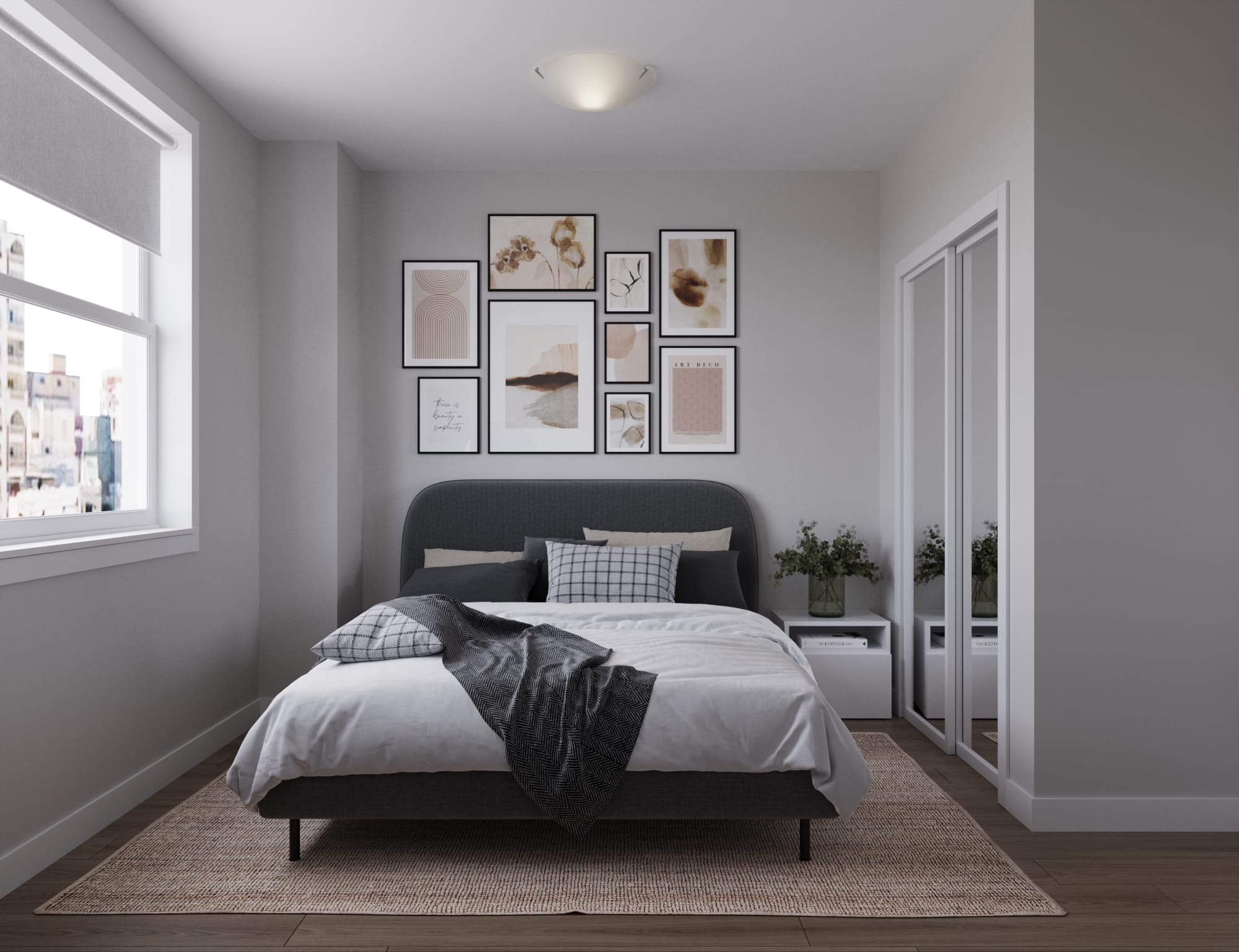 Stylish bedroom at The Cornerstone