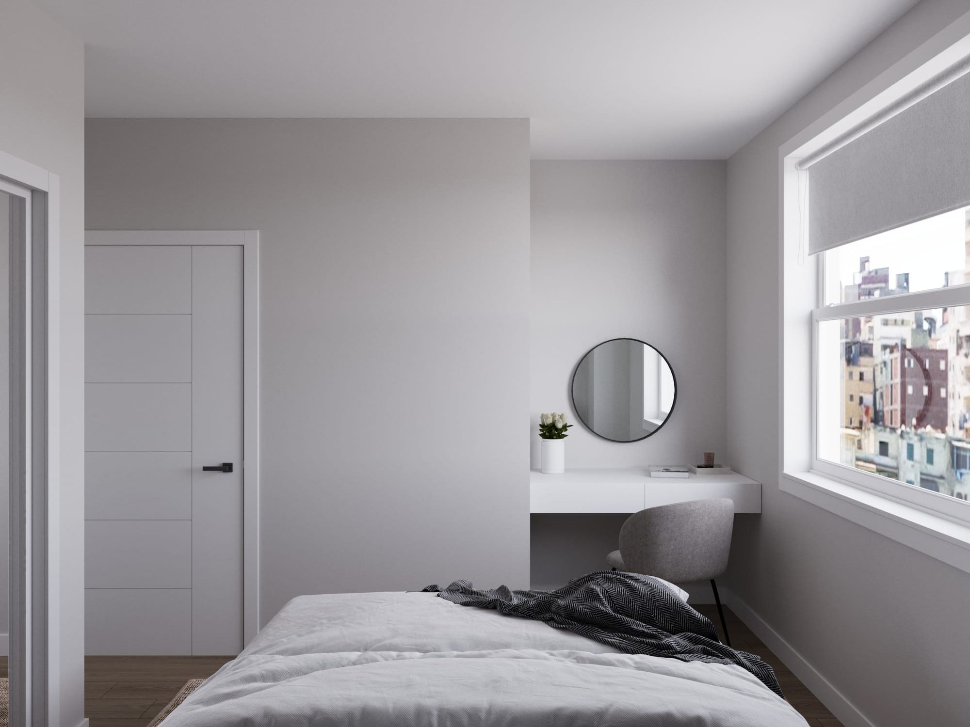 Stylish bedroom at The Cornerstone